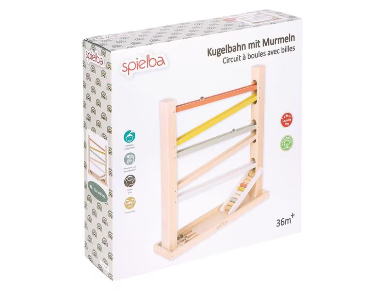 Spielba Holzspielwaren Kugelbahn mit Murmeln