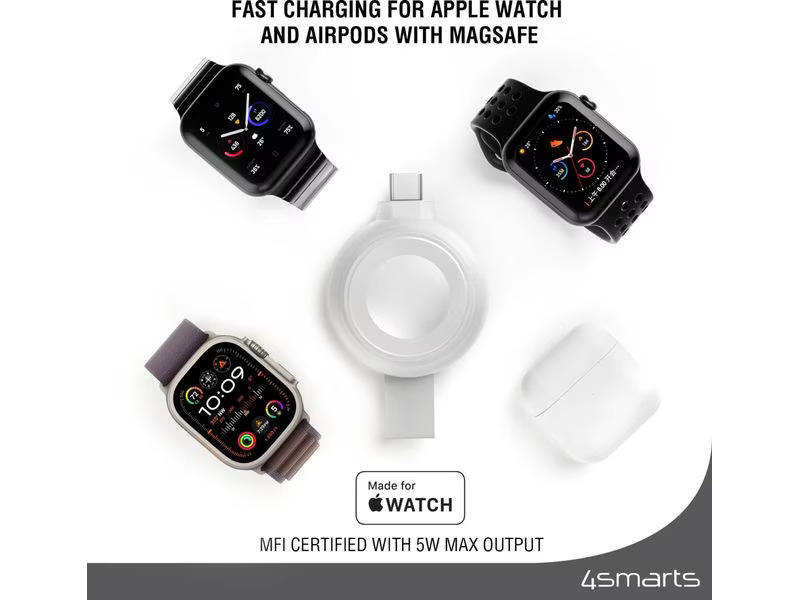 4smarts Ladekabel Apple Watch Charger QI2.0 Silber