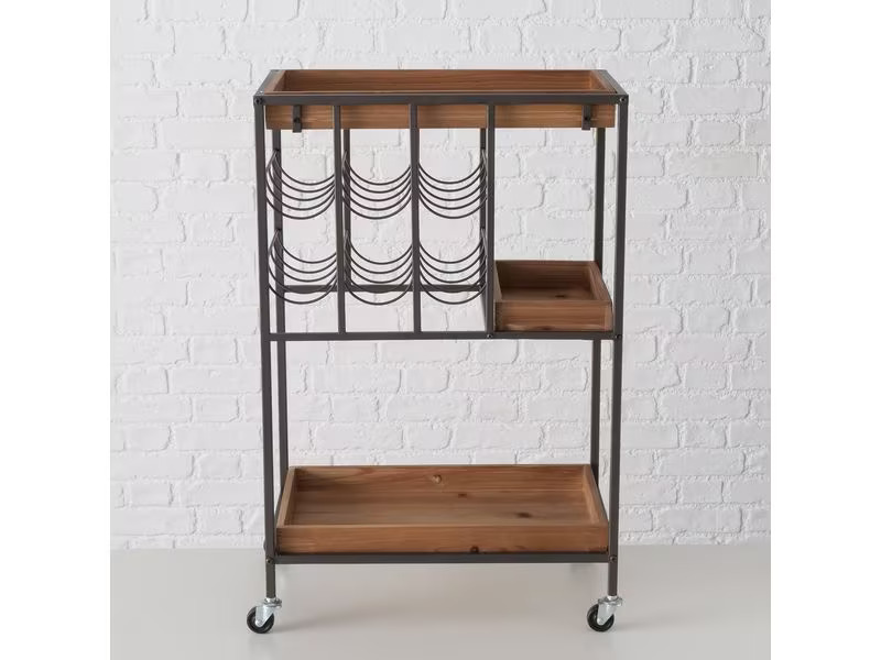 Boltze Bartrolley Minola 78 x 30 x 50 cm, Nature/Schwarz