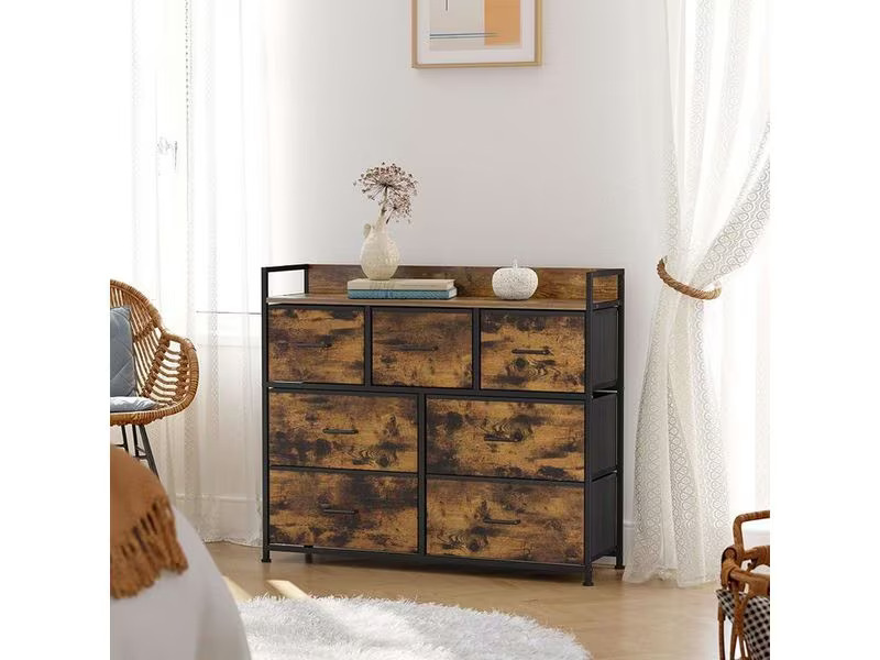 Songmics Kommode 28.5 cm x 85 cm, Braun/Schwarz