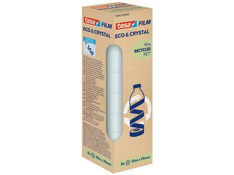 tesa Klebeband Eco &amp; Crystal 19 mm x 10 m, 8 Rollen