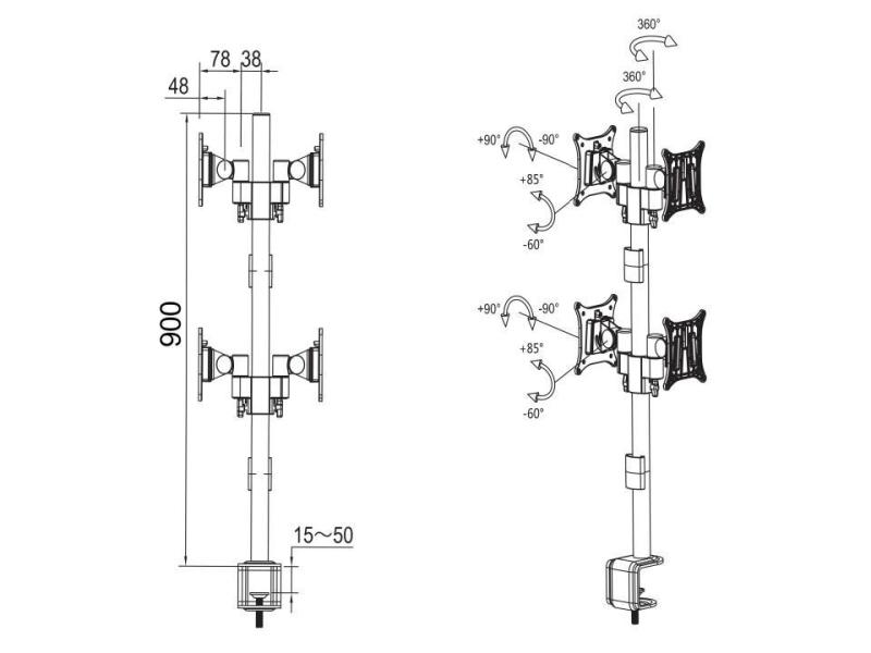 Multibrackets Tischhalterung Officeline Quad bis 8 kg – Weiss