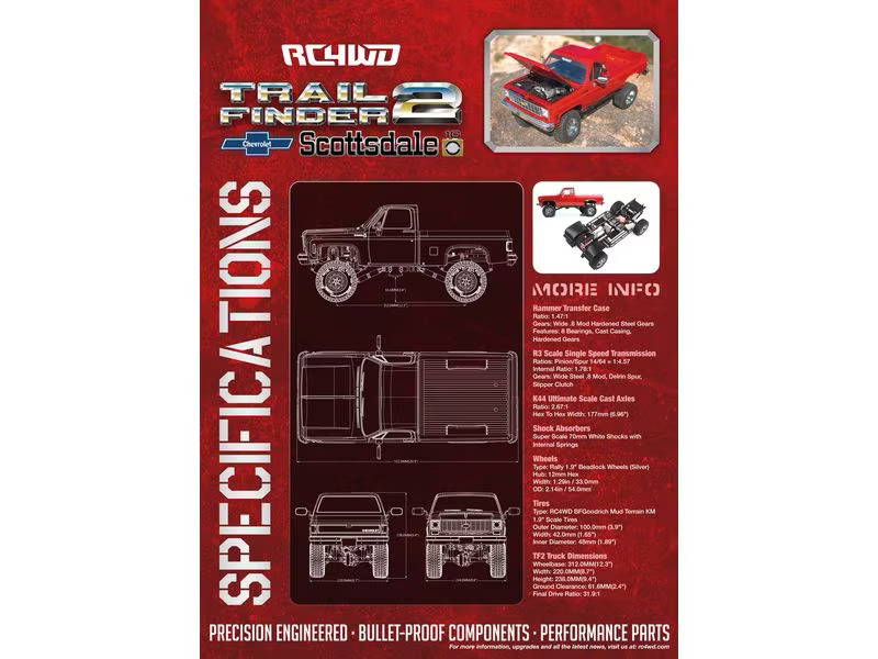 RC4WD Scale Crawler Trail Finder 2 LWB Chevy K10 Rot, RTR, 1:10