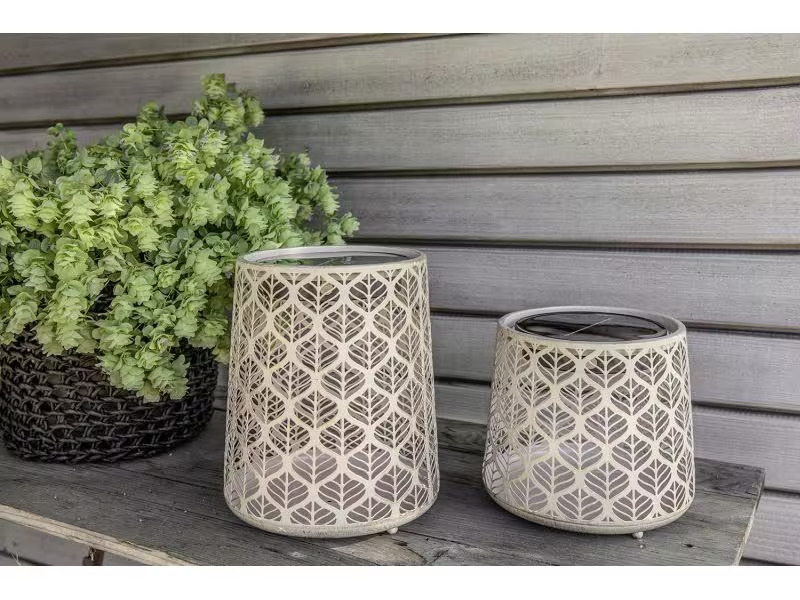 STT Windlicht Solar Antic Mini S Grafic Hellbeige