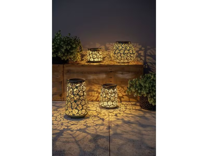 STT Windlicht Solar Antic Mini S Monstera Dunkelgrün