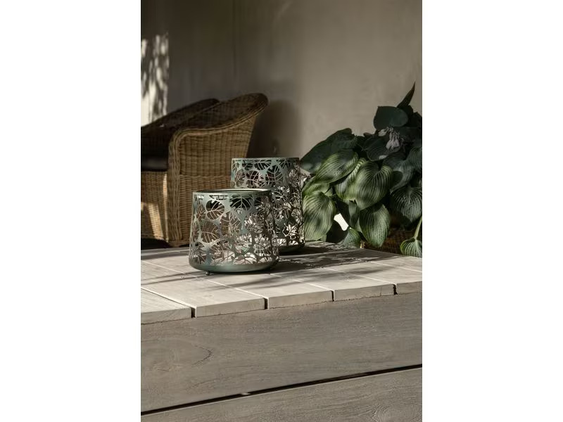 STT Windlicht Solar Antic Mini S Monstera Dunkelgrün