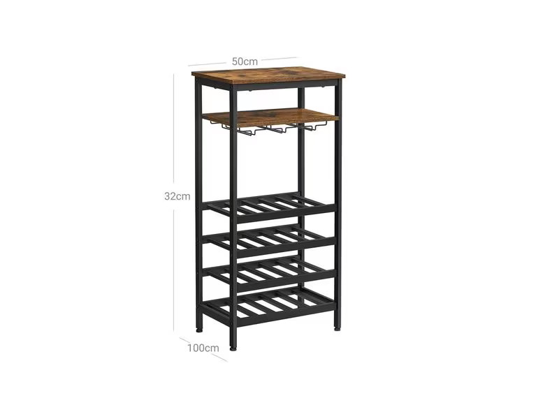 VASAGLE Weinregal 32 cm x 50 cm, Braun/Schwarz
