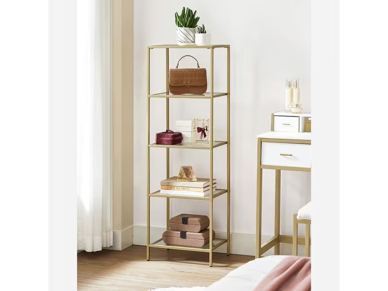 VASAGLE Regal 30 cm x 124.5 cm, Gold