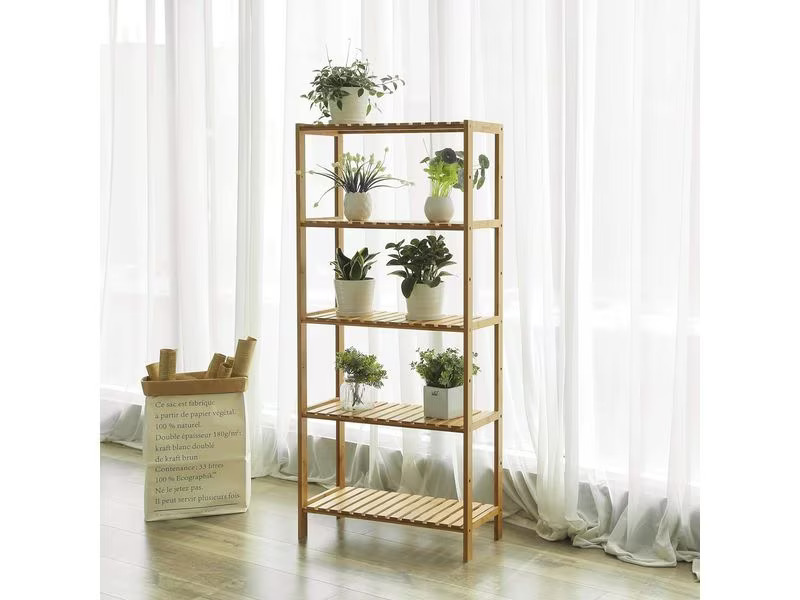 Songmics Badezimmerregal 60 cm x 130 cm, Bambus/Nature