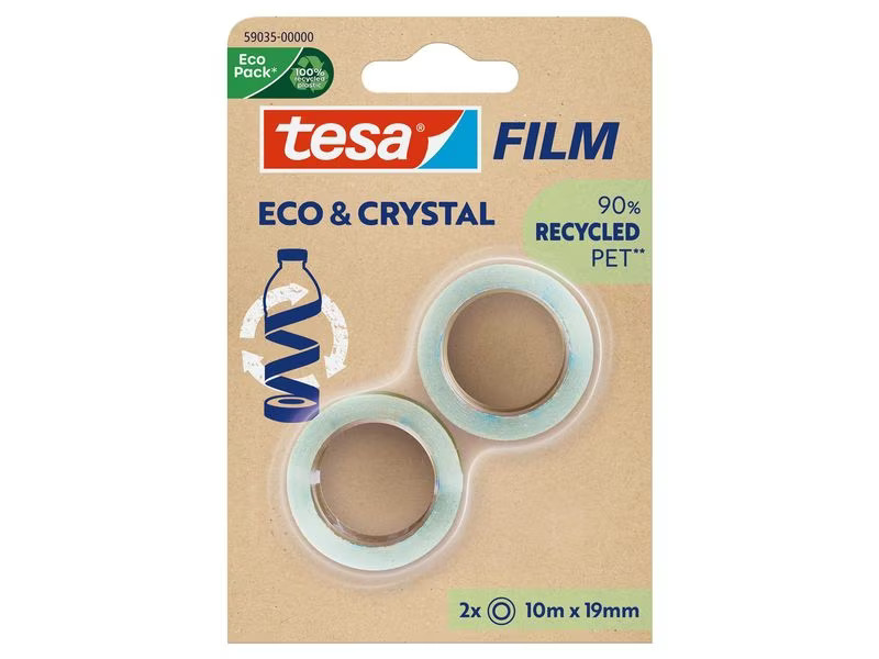 tesa Klebeband Eco &amp; Crystal 19 mm x 10 m, 2 Rollen