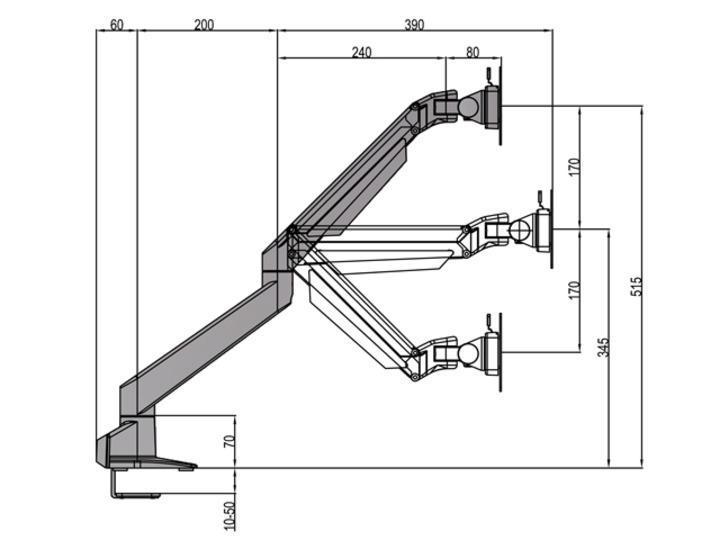 Multibrackets Tischständer Gas Lift Arm + Duo Crossbar 2 bis 7 kg – Weiss