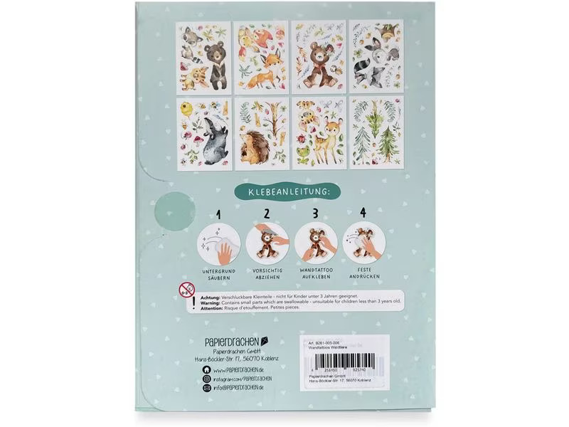 Papierdrachen Wandtattoo-Set Waldtiere