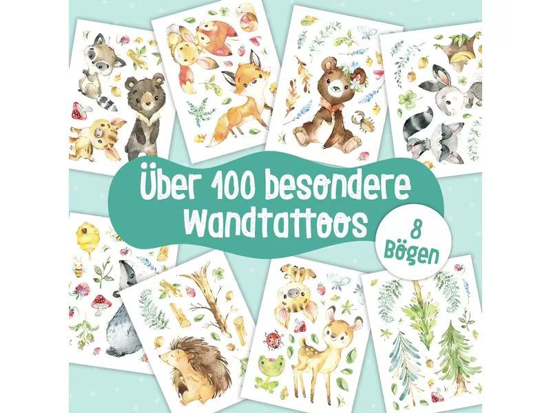 Papierdrachen Wandtattoo-Set Waldtiere