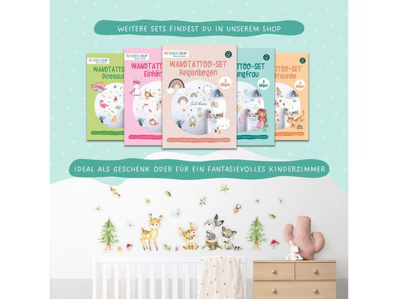 Papierdrachen Wandtattoo-Set Waldtiere