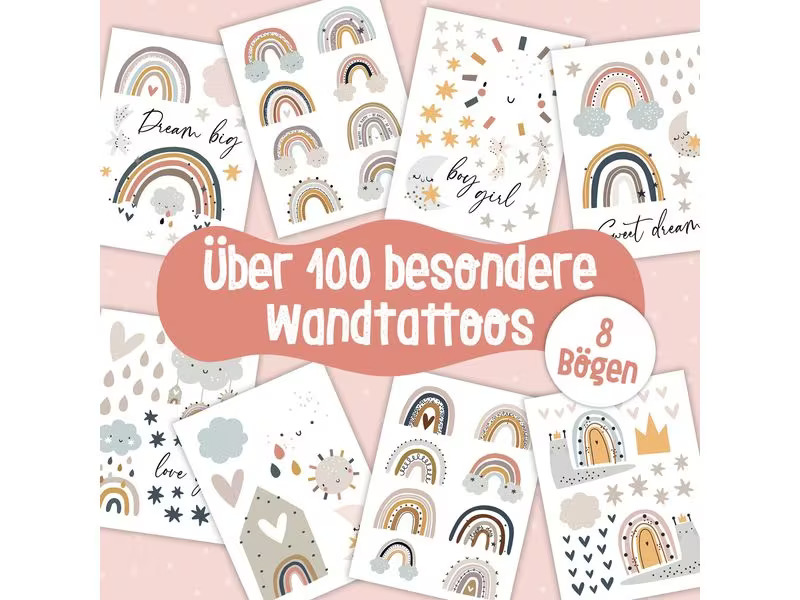 Papierdrachen Wandtattoo-Set Regenbogen