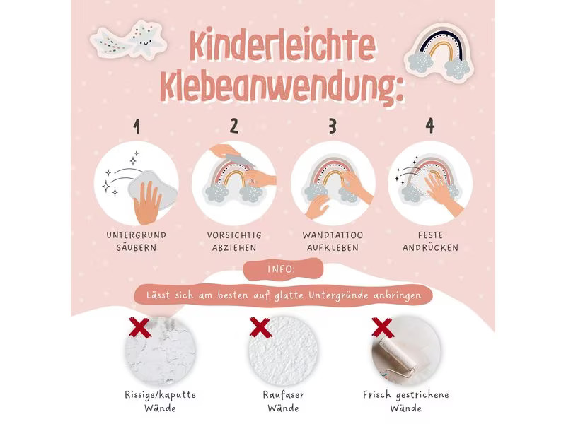 Papierdrachen Wandtattoo-Set Regenbogen