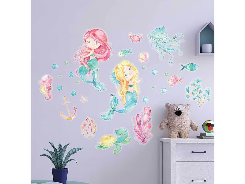 Papierdrachen Wandtattoo-Set Meerjungfrau