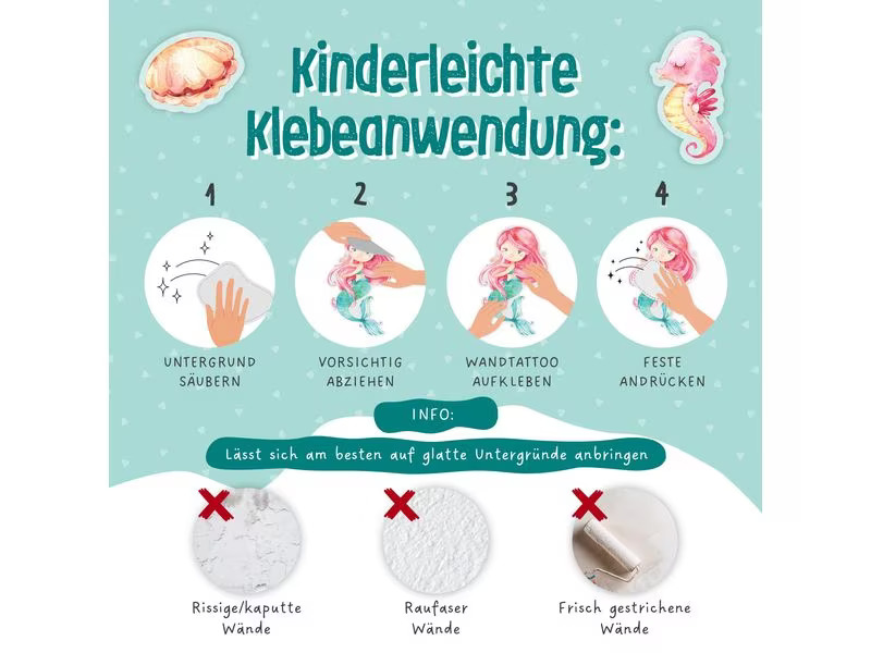 Papierdrachen Wandtattoo-Set Meerjungfrau
