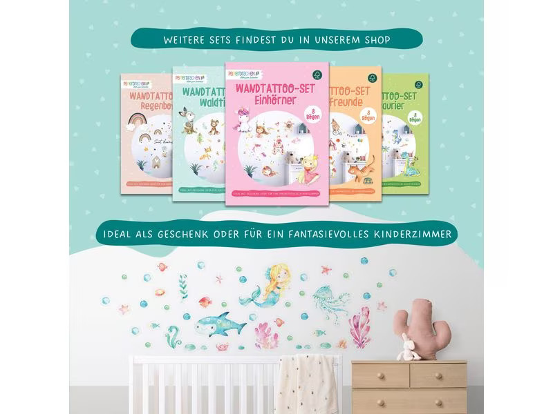 Papierdrachen Wandtattoo-Set Meerjungfrau