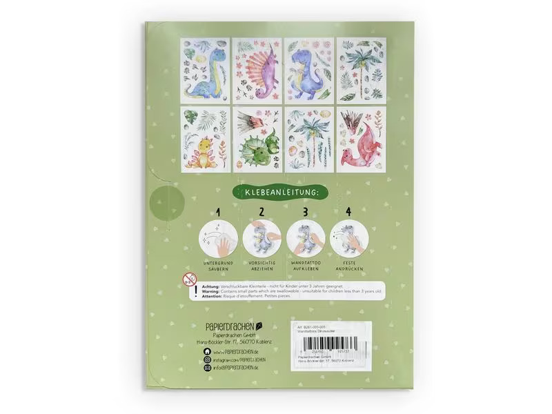 Papierdrachen Wandtattoo-Set Dinosaurier