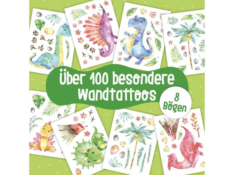 Papierdrachen Wandtattoo-Set Dinosaurier