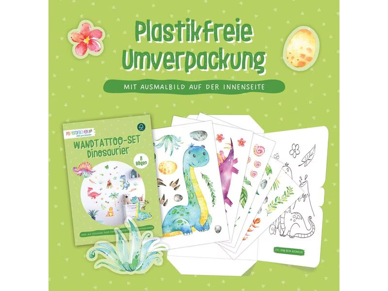 Papierdrachen Wandtattoo-Set Dinosaurier