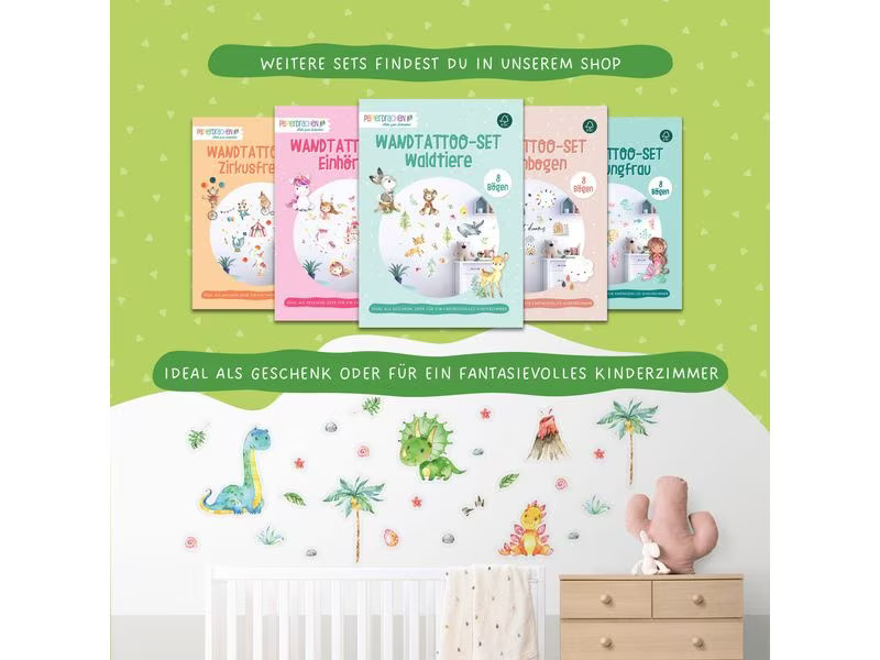 Papierdrachen Wandtattoo-Set Dinosaurier