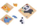 Spielba Holzspielwaren Puzzle-Set mit Panda, Elefant, Giraffe