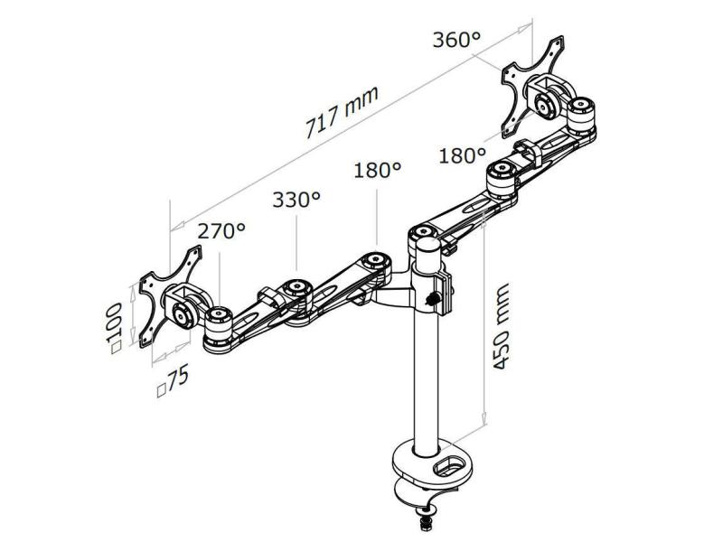 NewStar Tischhalterung FPMA-D935DG bis 12 kg – Silber