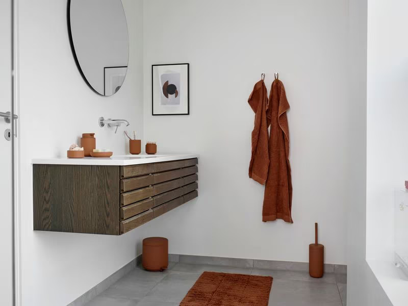 Zone Denmark Badteppich Tiles 50 x 80 cm, Terracotta