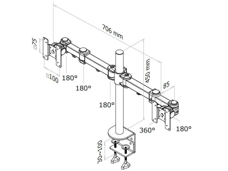 NewStar Tischhalterung FPMA-D960D bis 12 kg – Schwarz