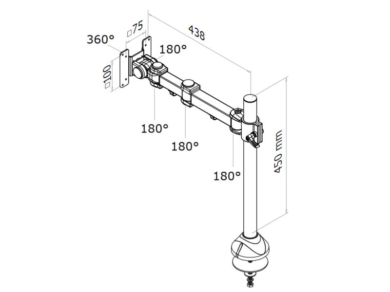NewStar Tischhalterung FPMA-D960G bis 12 kg – Schwarz