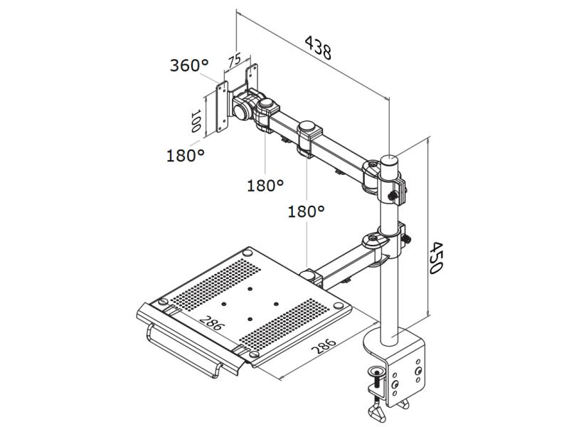 NewStar Tischhalterung FPMA-D960NOTEBOOK bis 10 kg – Schwarz