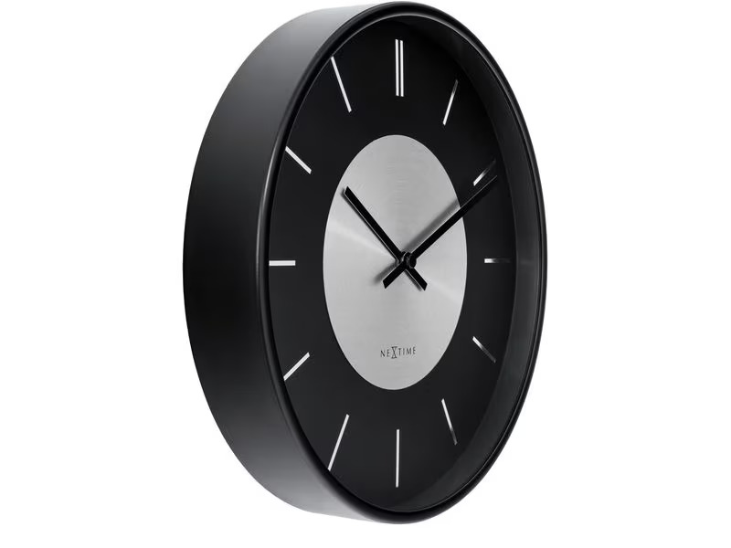 NeXtime Wanduhr Retro II Ø 25 cm, Schwarz/Silber