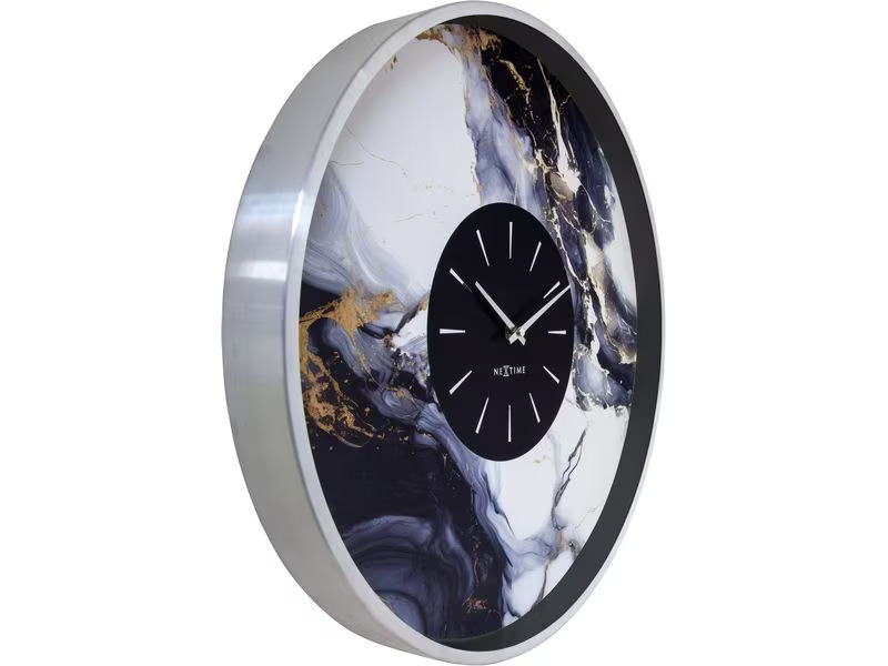 NeXtime Wanduhr Marble Duo Ø 48 cm, Silber