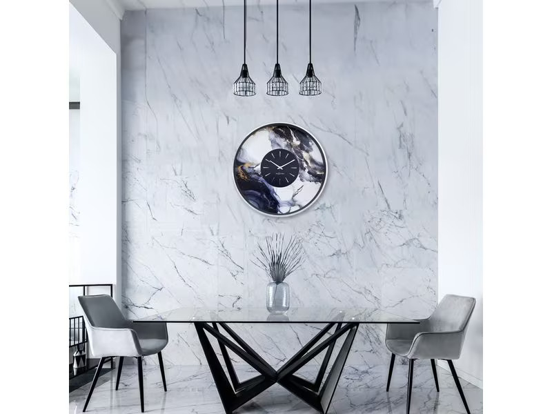 NeXtime Wanduhr Marble Duo Ø 48 cm, Silber