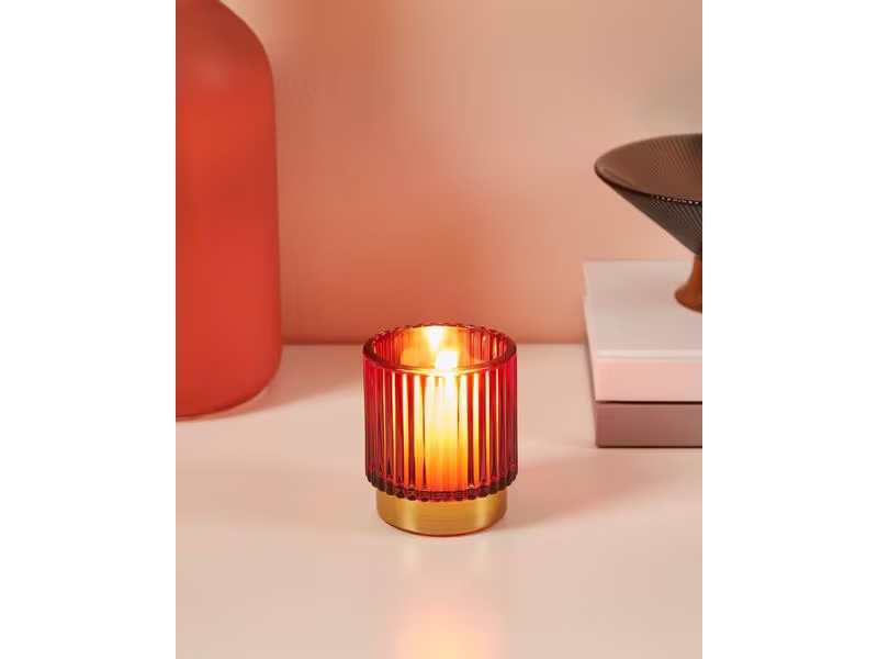 EGLO Leuchten Windlicht Bezamby Gold/Rot