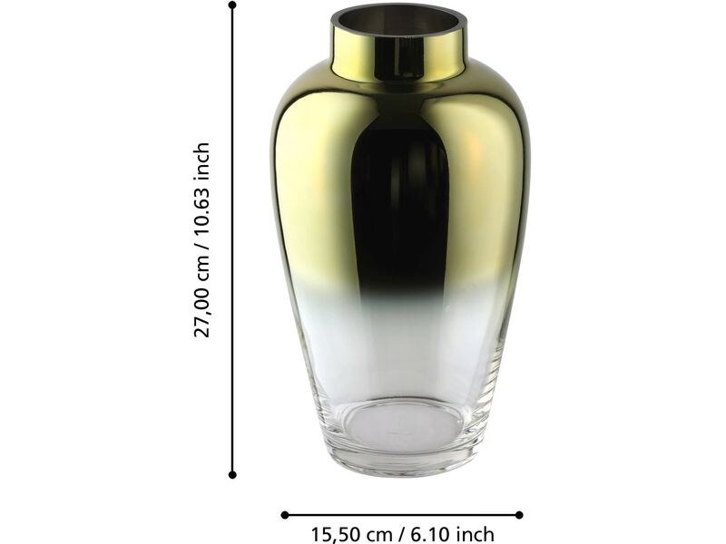 EGLO Leuchten Vase Sirannana 27 cm, Gold/Transparent