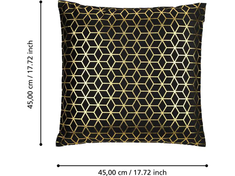 EGLO Leuchten Kissen Singu 45 x 45 cm, Gold/Schwarz
