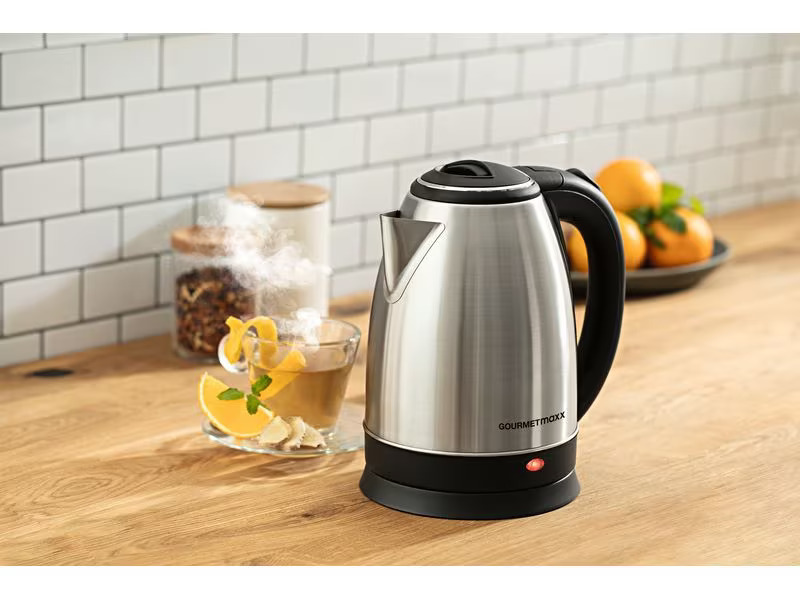 GOURMETmaxx Wasserkocher 1.8 l, Schwarz/Silber