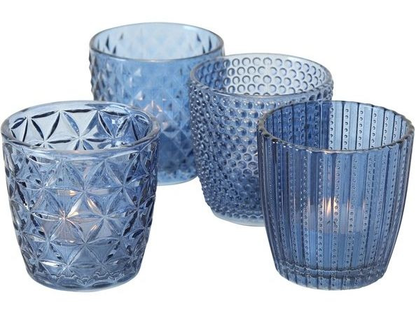 Boltze Windlicht Marilu 4 Stück, 7.5 cm, Blau