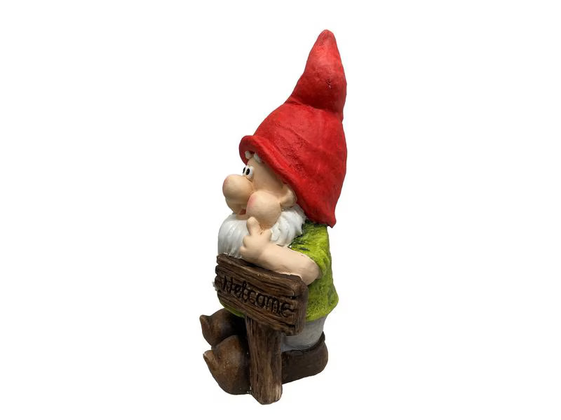 Dameco Dekofigur Gartenzwerg mit Schild, 18 x 23 x 41 cm