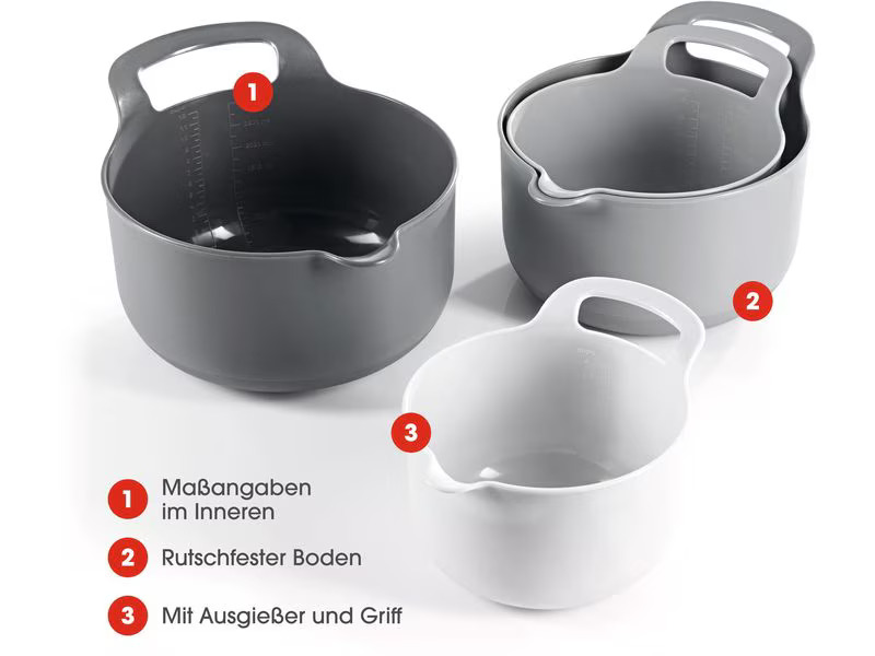 GOURMETmaxx Schüssel 4-teilig, , 4 Stück, Grau/Schwarz/Weiss