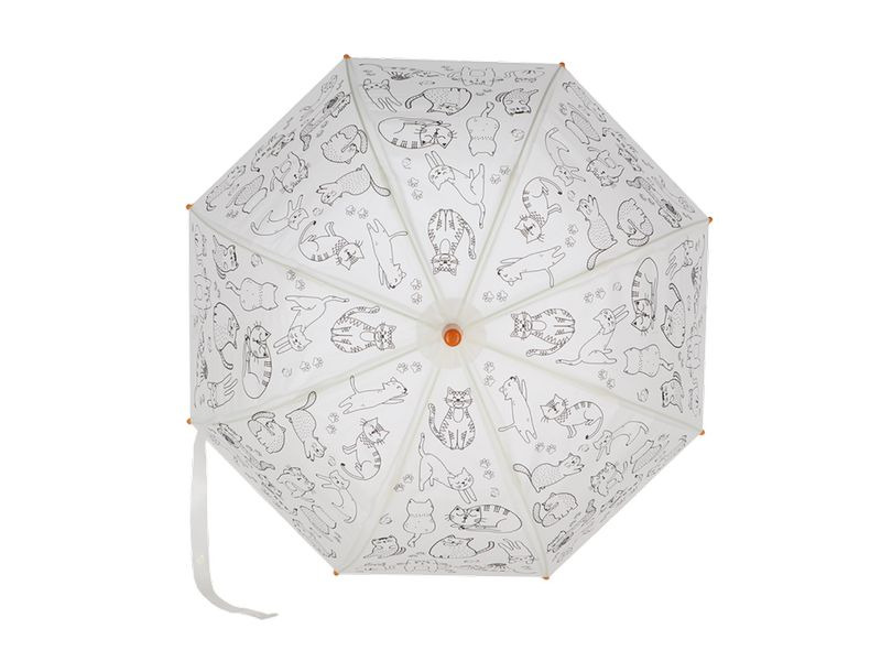Esschert Design Bastelset Schirm Katzen zum ausmalen Orange/Weiss