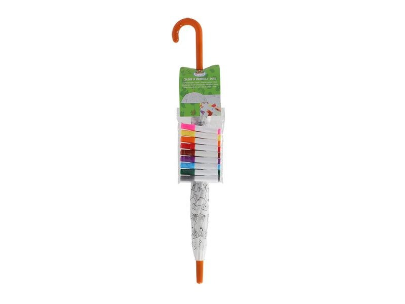 Esschert Design Bastelset Schirm Hunde zum ausmalen Orange/Weiss