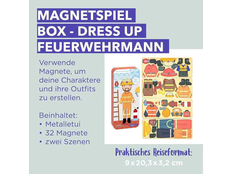 mierEdu Kinderspiel Reise-Magnetspielbox – Feuerwehrmann