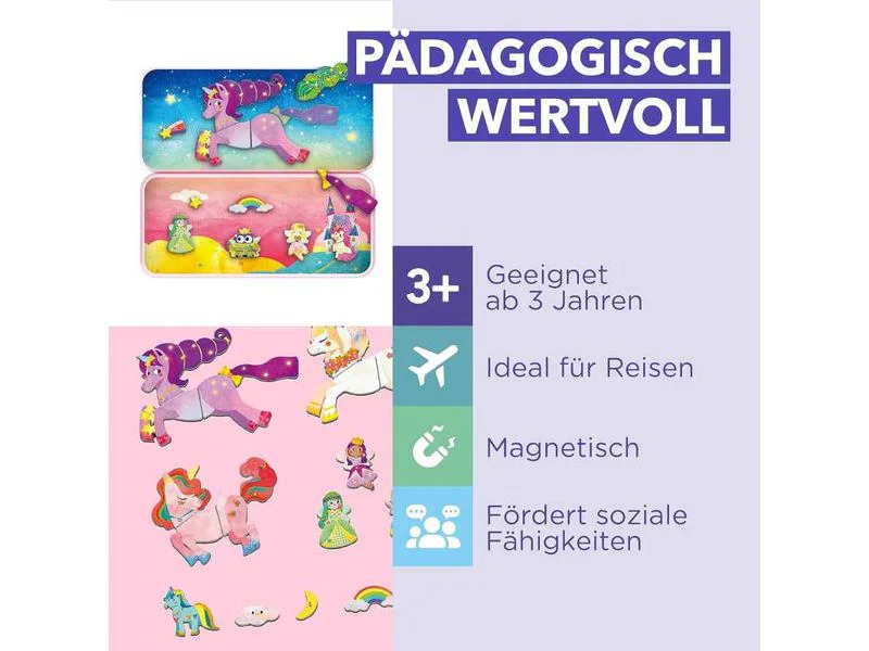 mierEdu Kinderspiel Reise-Magnetspielbox – Einhorn