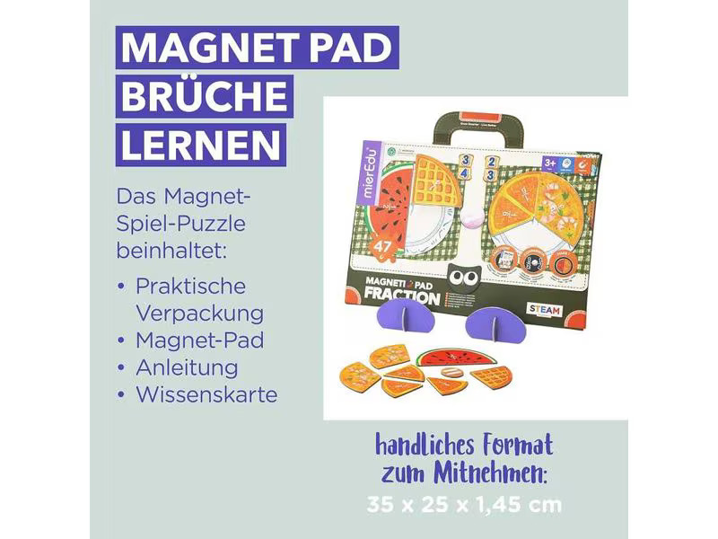 mierEdu Kinderspiel Magnet Pad – Bruchrechnen