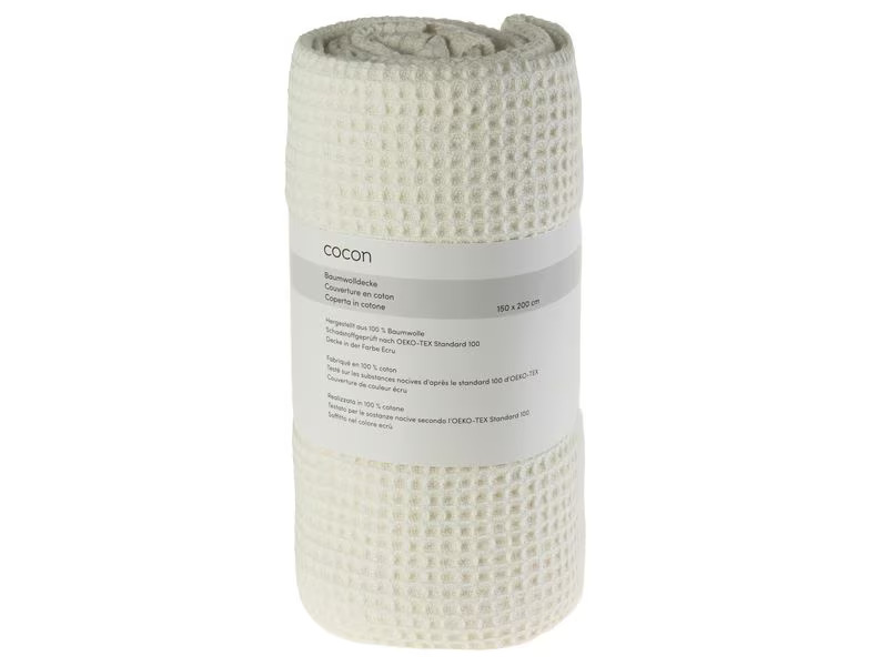 COCON Decke aus Baumwolle 150 x 200 cm, Ecru