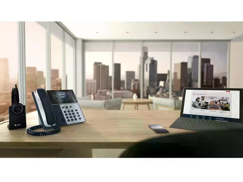 Poly Tischtelefon Edge E550 Grau/Schwarz/Weiss
